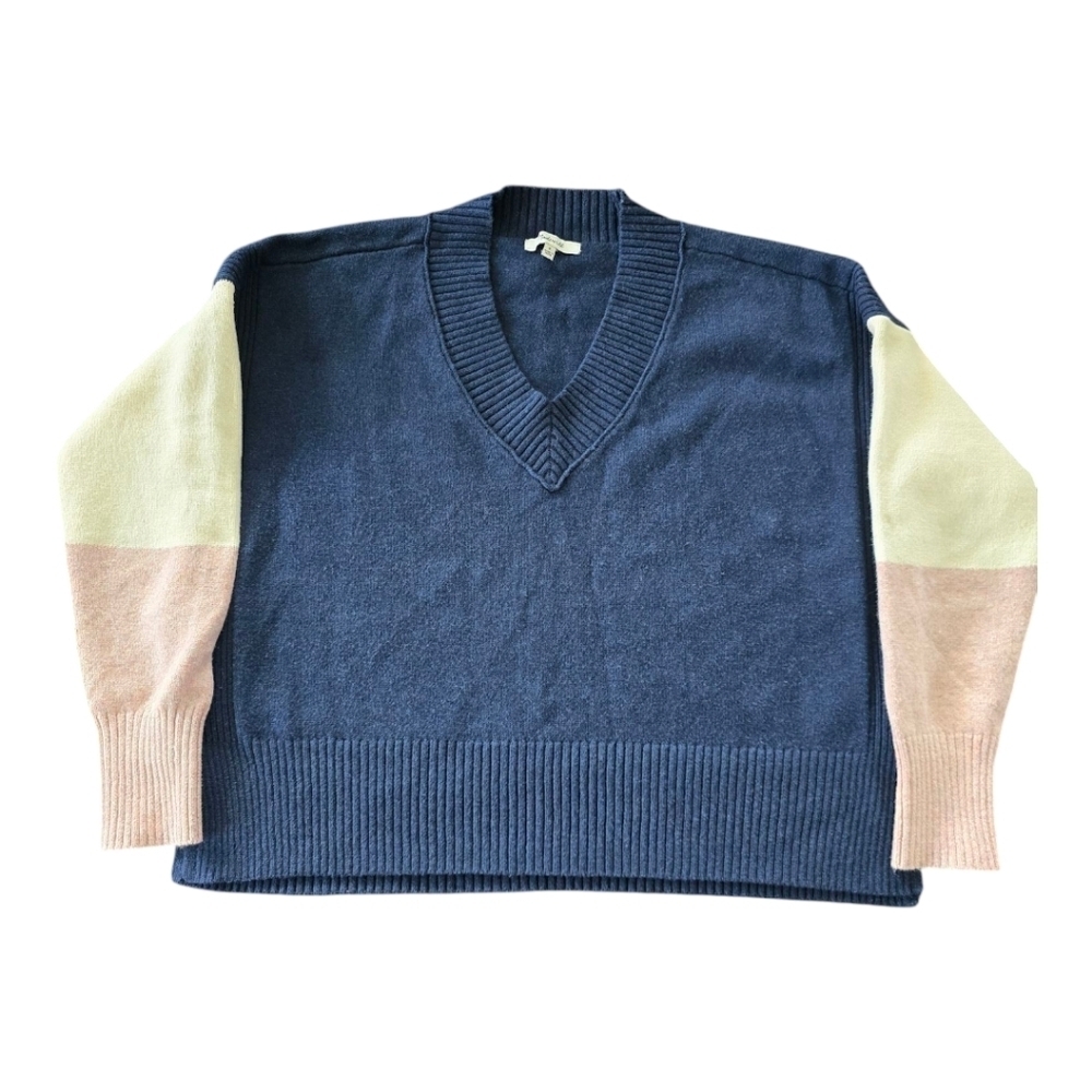 Madewell Sweater Small Women Colorblock Charleston V-Neck Pullover Cozy